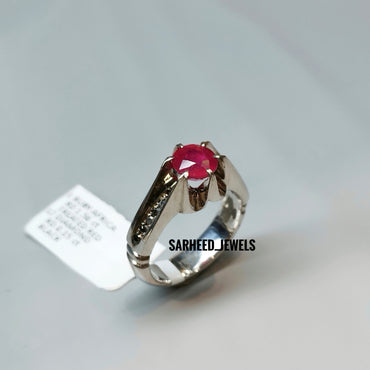 Natural Ruby and Diamond Men Ring