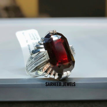 Natural Almadine Garnet Men Ring