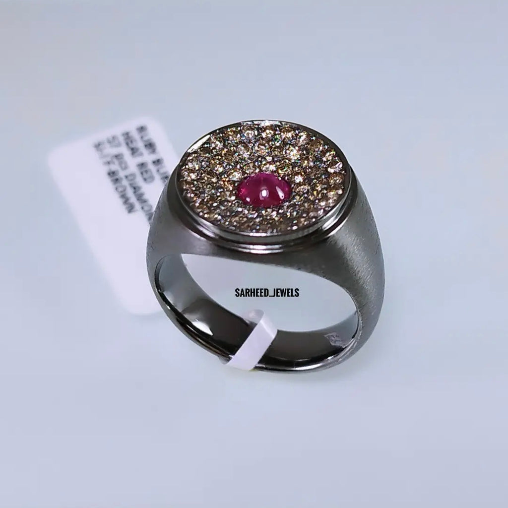 Natural Ruby and Diamond Men Ring