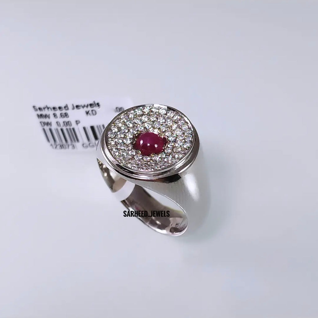 Natural Ruby and Diamond Men Ring