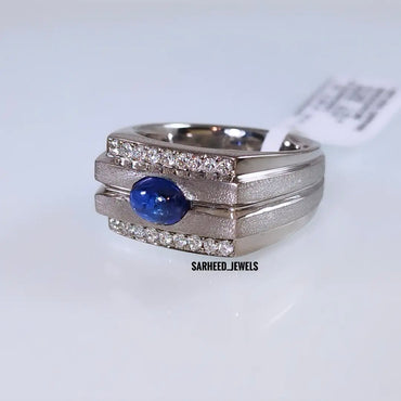 Natural Sapphire and Diamond Men Ring