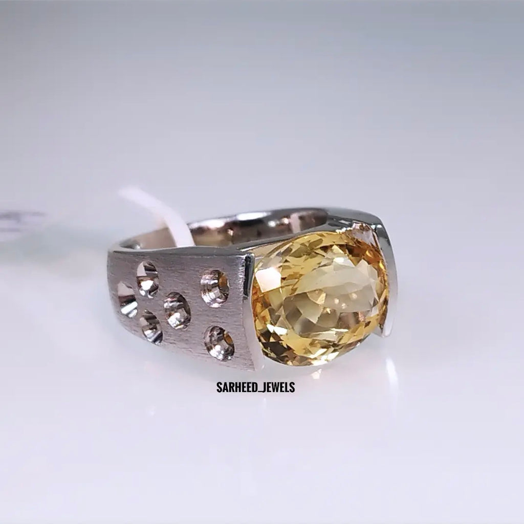 Natural Citrine Men Ring