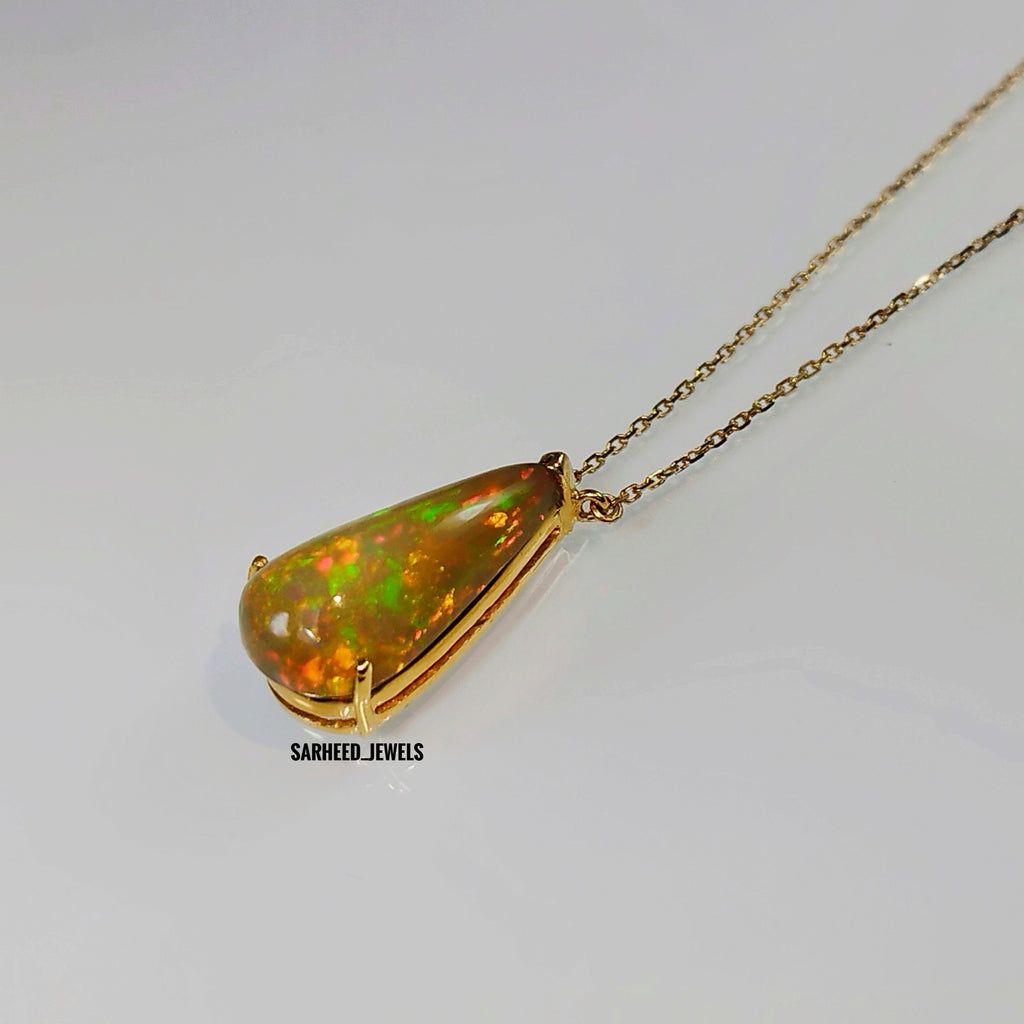 Natural Opal Gold Necklace