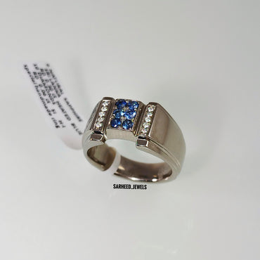 Natural Sapphire and Diamond Men Ring