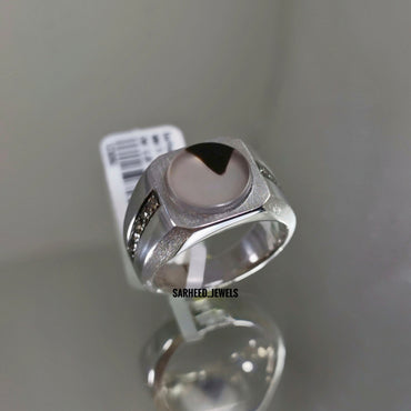 Natural Agate and Diamond Men Ring