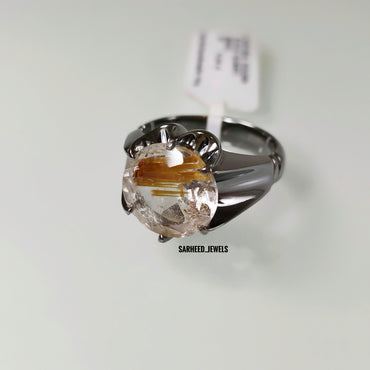 Natural Golden Rutile Quartz Men Ring