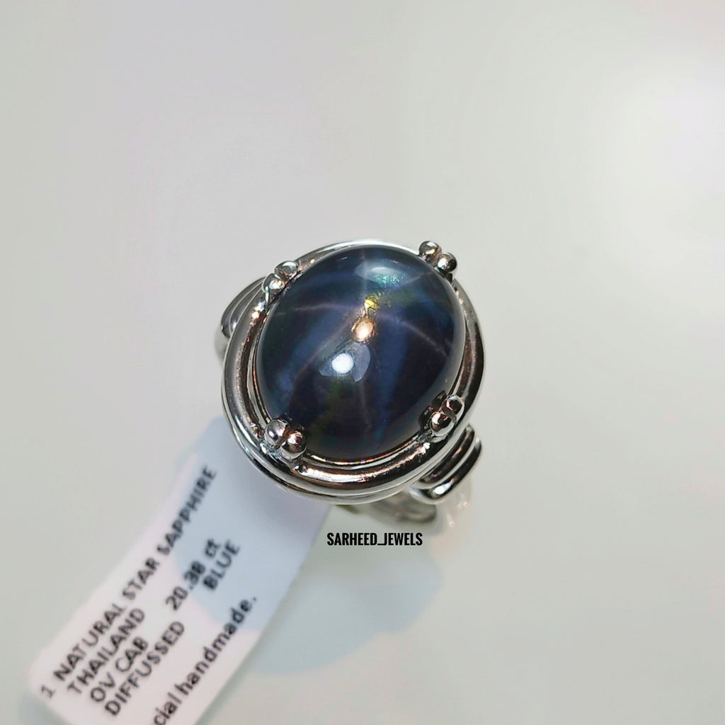 Natural Star Sapphire Men Ring