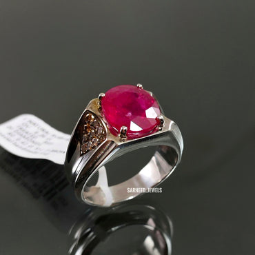 Natural Ruby and Brown Diamond Men Ring