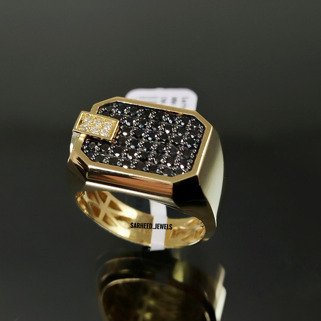 Black and White Diamond Gold Men Ring