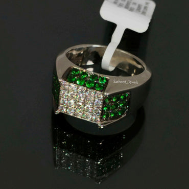 Natural Tsavorite and Diamond Men Ring