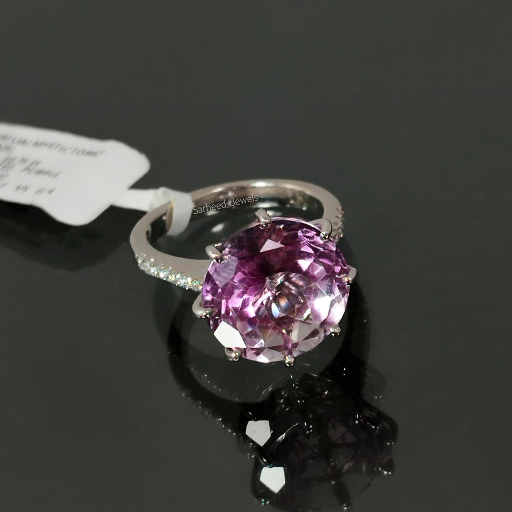 Natural Mystic Topaz and Diamond Gold Ring