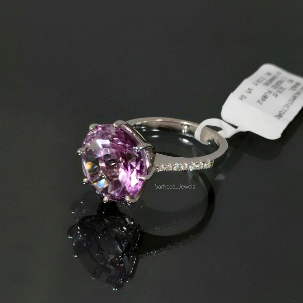 Natural Mystic Topaz and Diamond Gold Ring