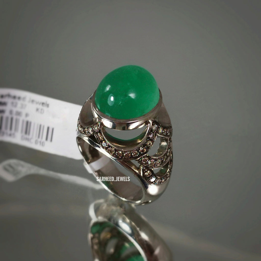 Natural Emerald and Brown Diamond Men ring