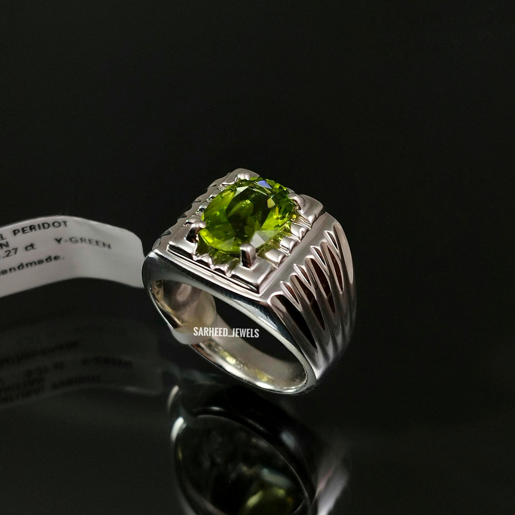 Natural Peridot Men Ring