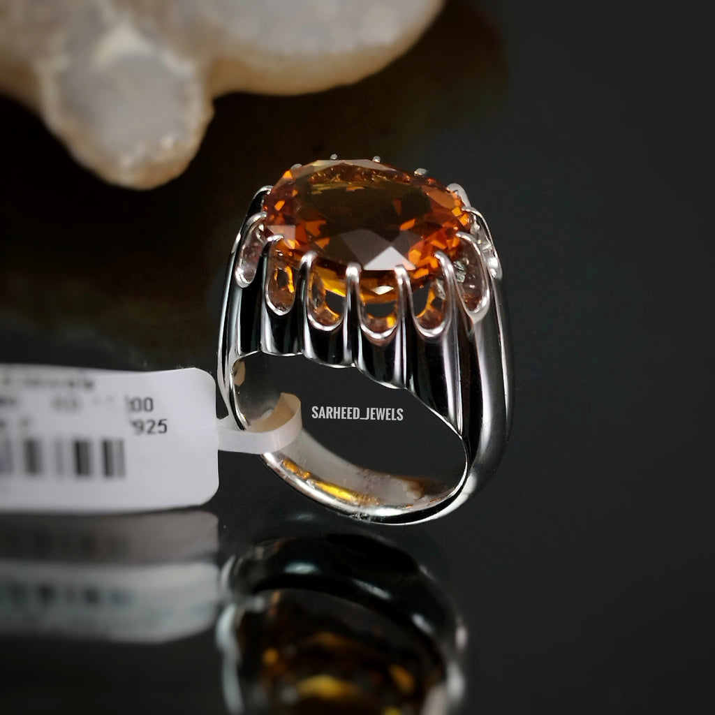 Natural Madeira Citrine Men Ring