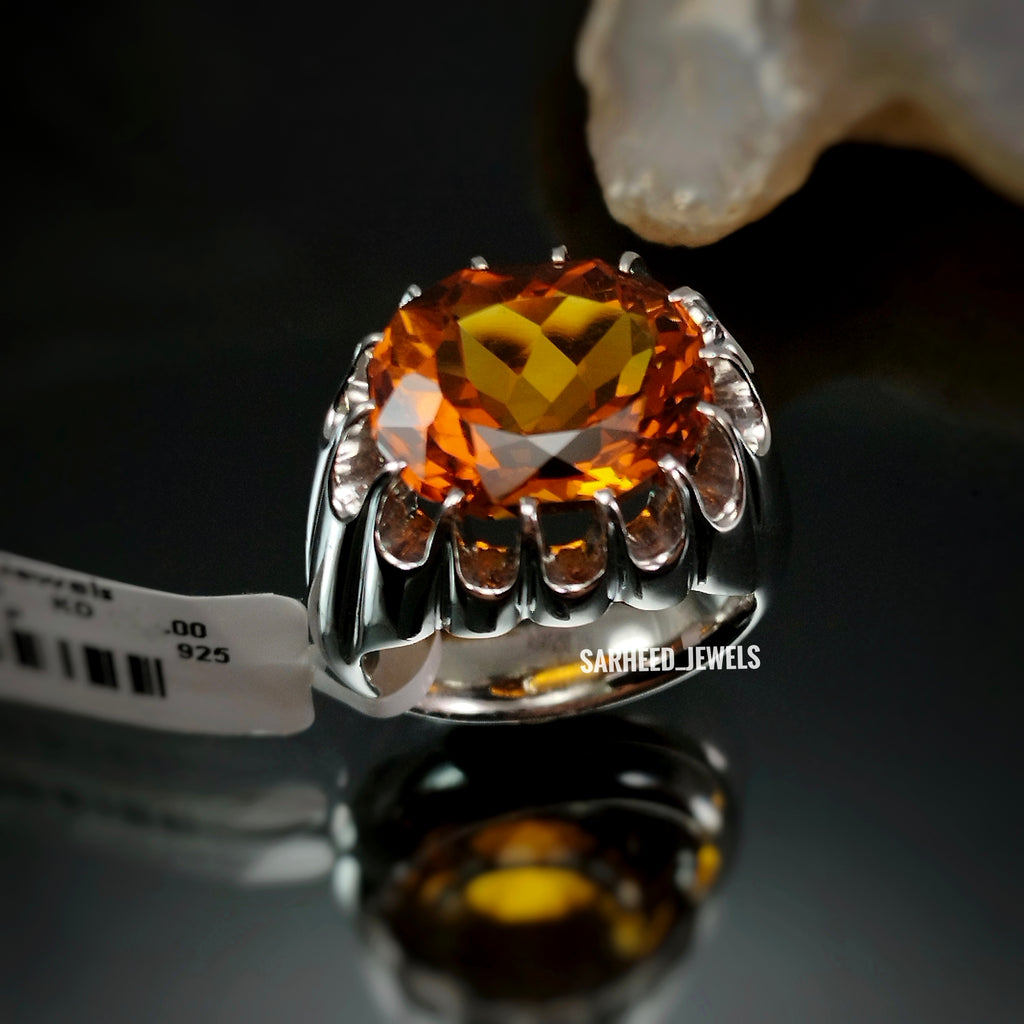 Natural Madeira Citrine Men Ring