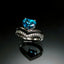 Natural Blue Zircon and Diamond White Gold Ring