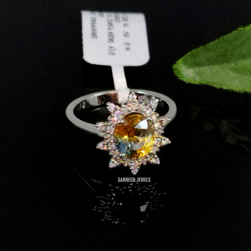 Natural Sapphire and Diamond White Gold Ring