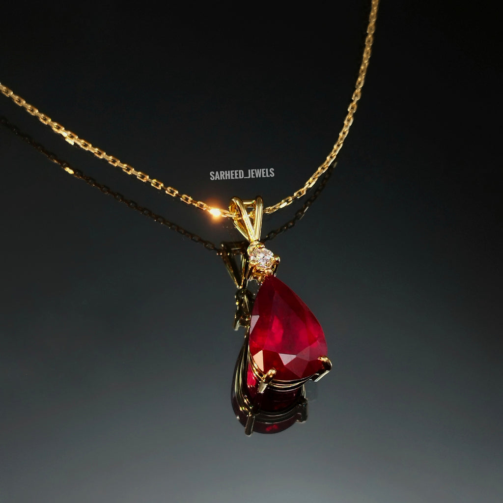 Natural Ruby and Diamond Gold Necklace