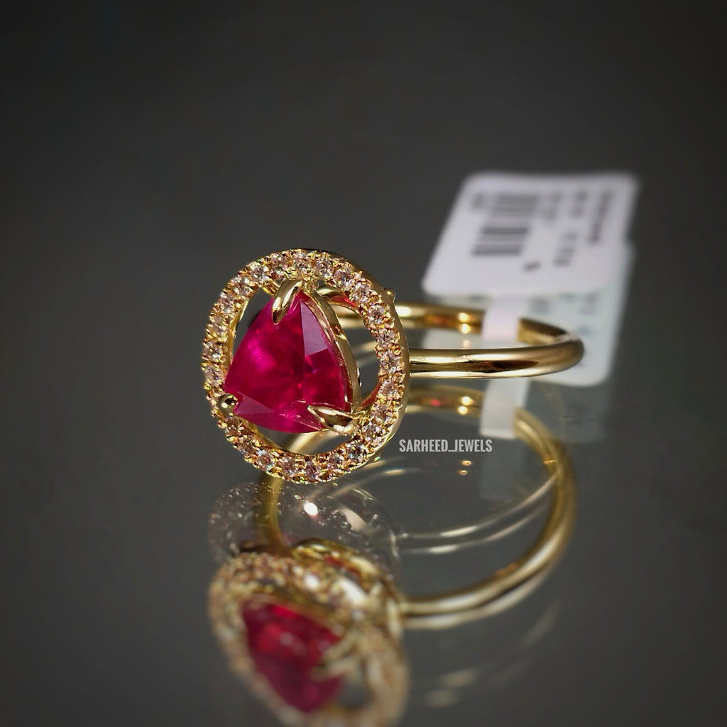 Natural Ruby and Diamond Gold Ring