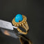 Natural Turquoise and Diamond Gold Ring