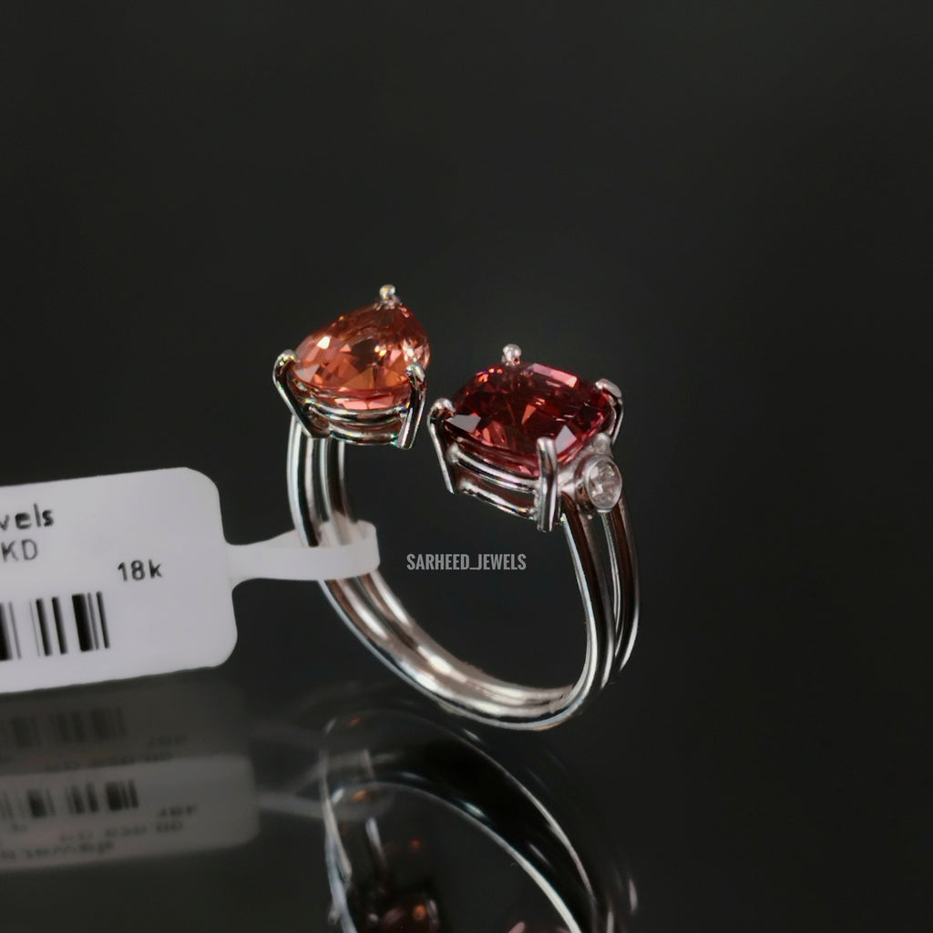Natural Tourmalines and Diamond White Gold Ring