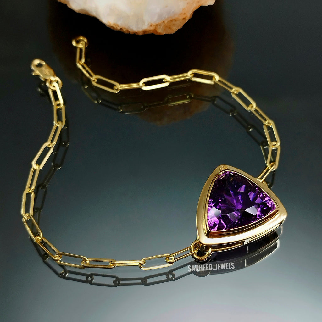 Natural Amethyst Gold Bracelet