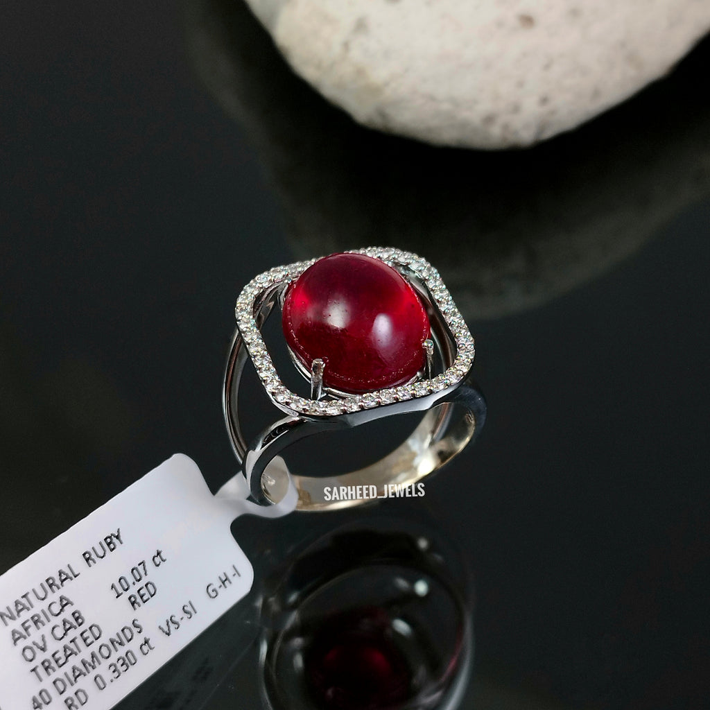 Natural Ruby and Diamond White Gold Ring