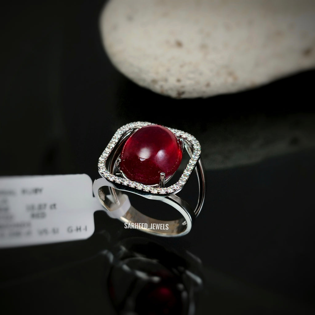 Natural Ruby and Diamond White Gold Ring