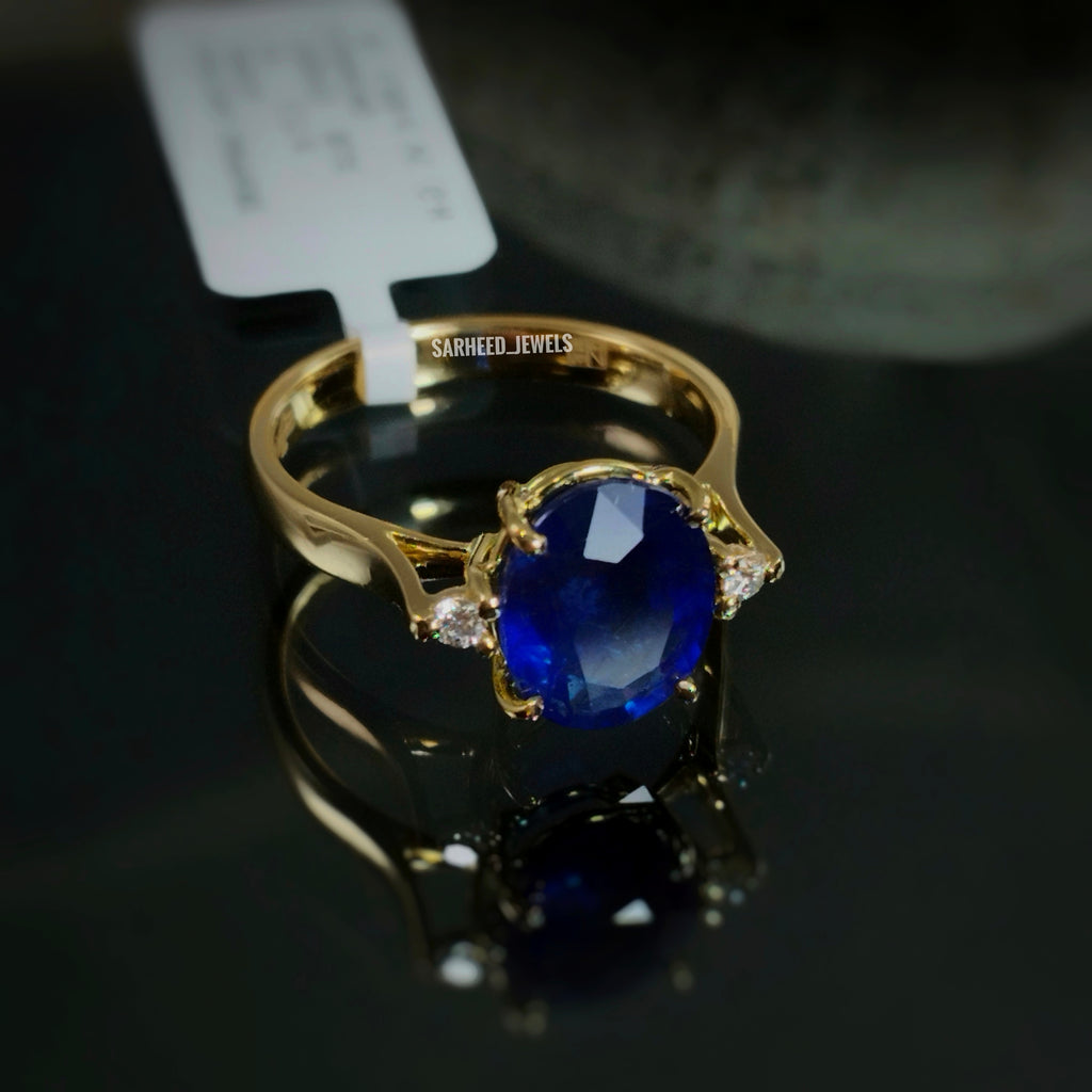 Natural Sapphire and Diamond Gold Ring