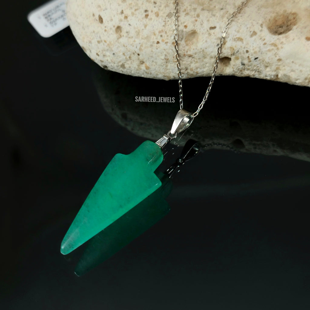 Natural Aventurine and Diamond White Gold Necklace