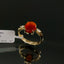 Natural Agate and Diamond Gold Ring