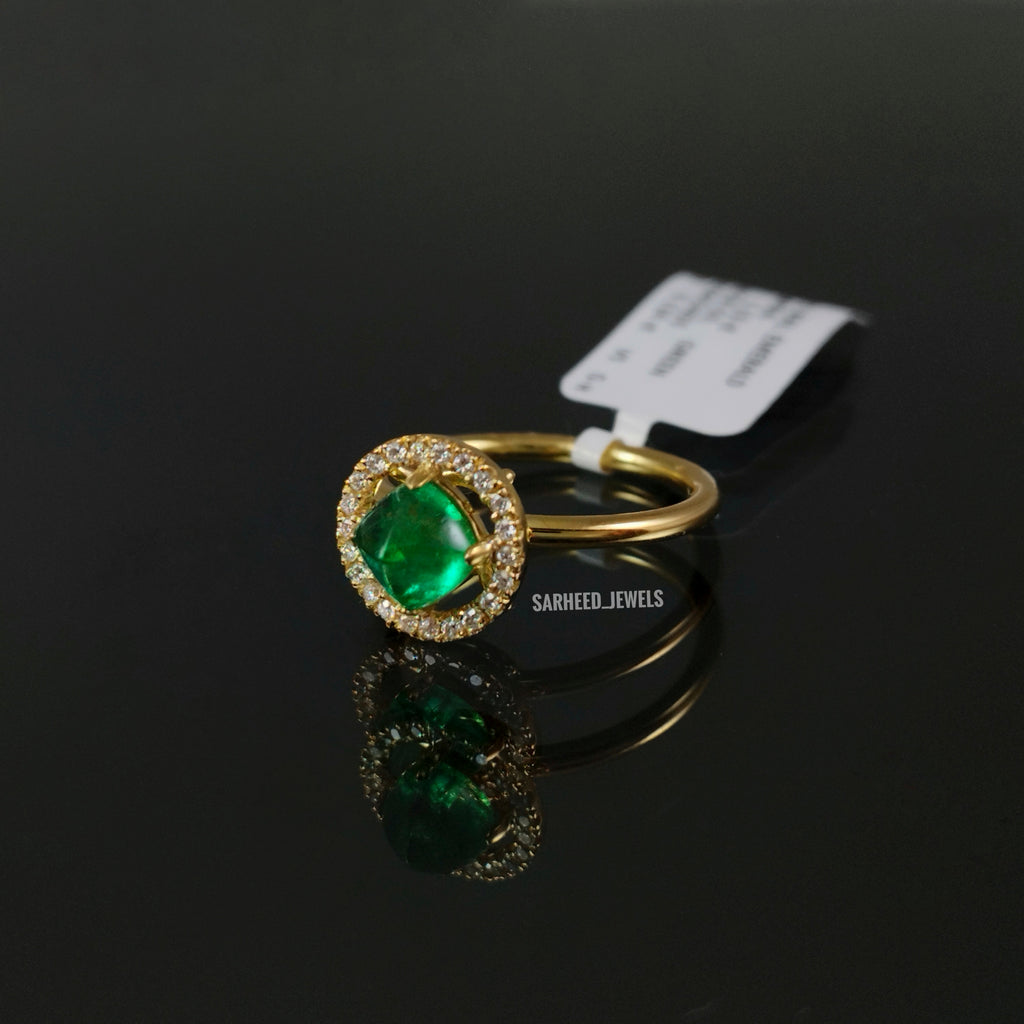 Natural Emerald and Diamond Gold Ring