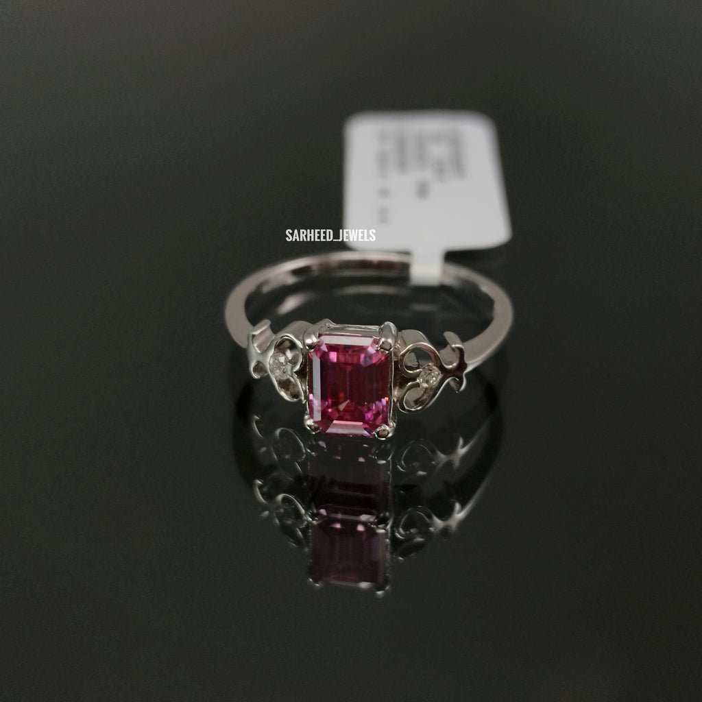 Pink Moissanite and Diamond Gold Ring