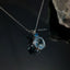Natural Aquamarine and Blue Diamond White Gold Necklace