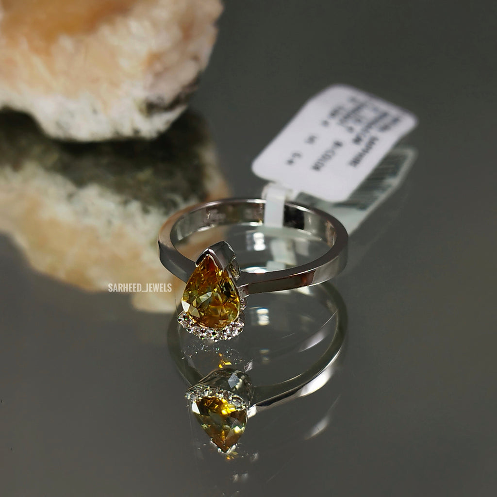 Natural Bi-Color Sapphire and Diamond White Gold Ring