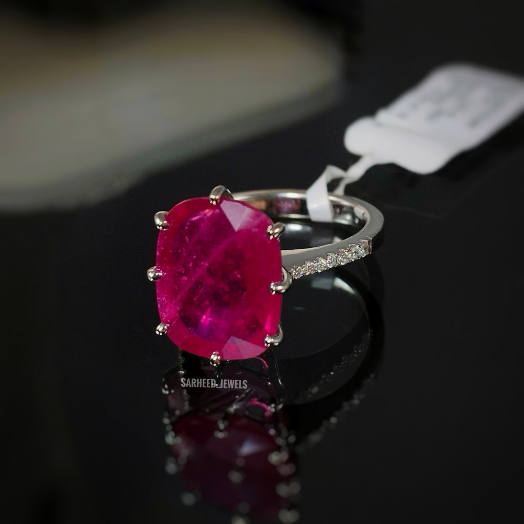 Natural Ruby and Diamond White Gold Ring