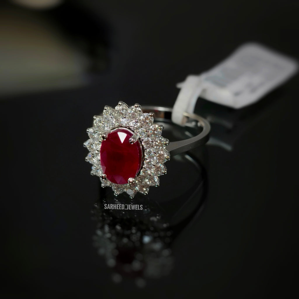 Natural Ruby and Diamond White Gold Ring