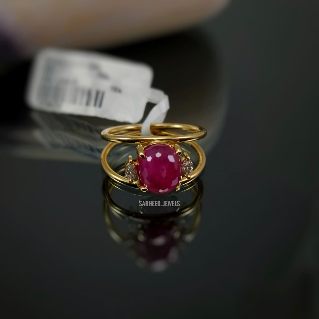 Natural Ruby and Diamond Gold Ring
