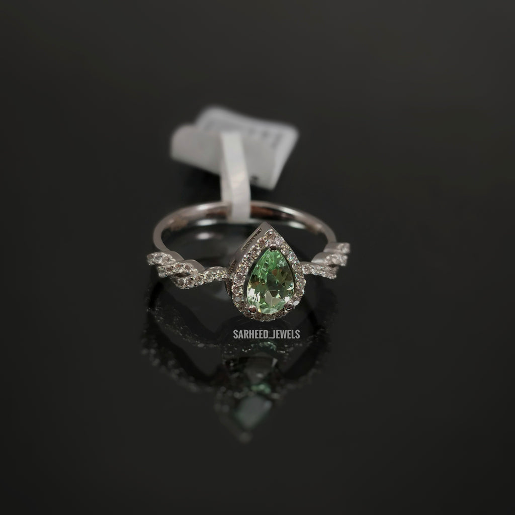 Natural Tsavorite Garnet and Diamond White Gold Ring