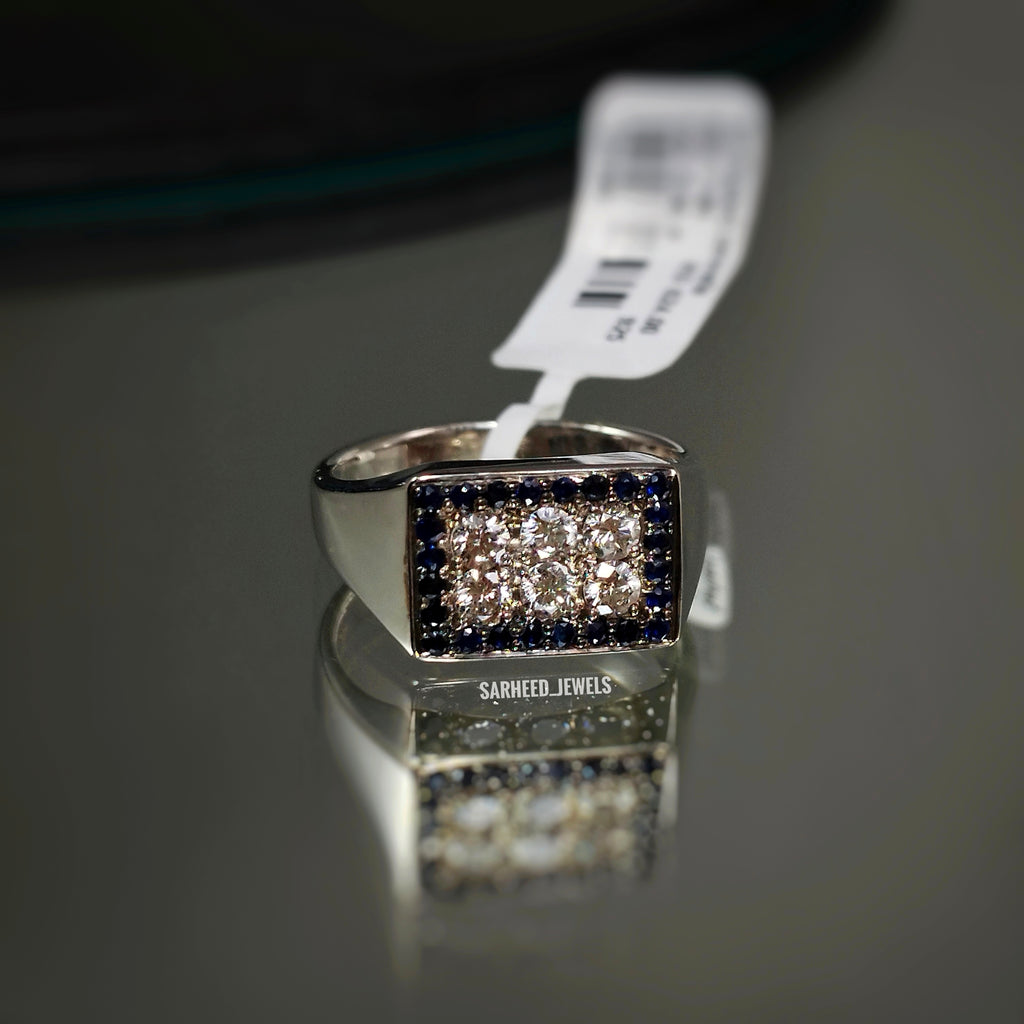 Natural Sapphires and Diamond Men Ring