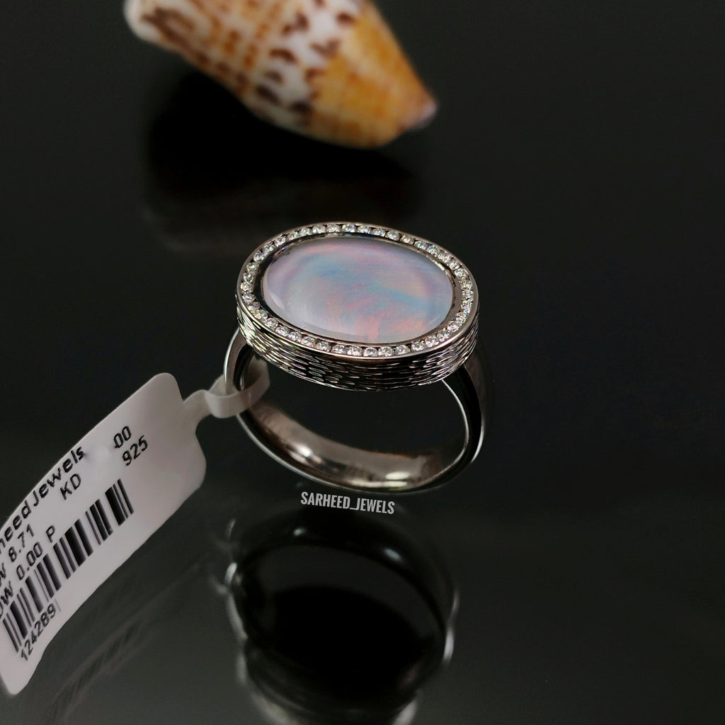 Natural Opal and Diamond Men Ring
