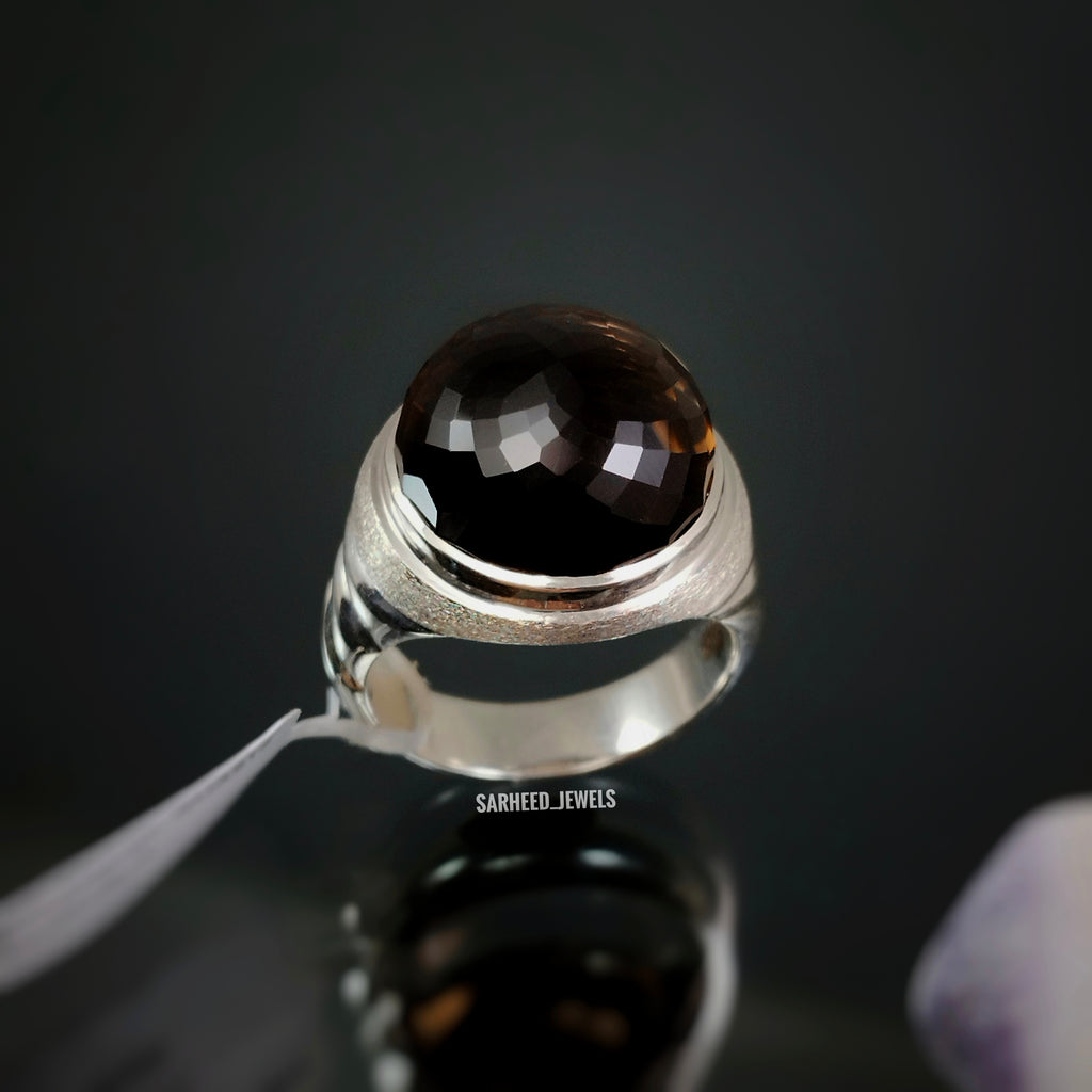 Natural Smoky Quartz Men Ring