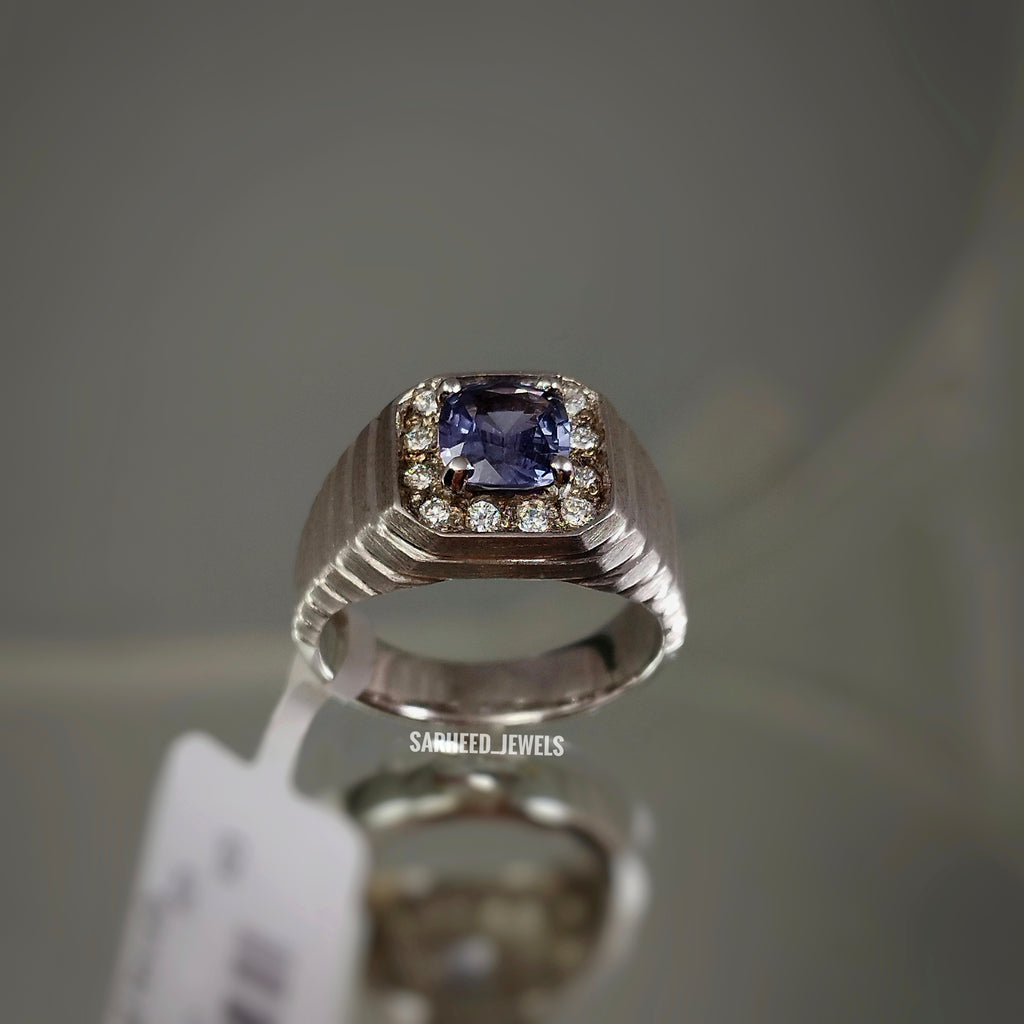 Natural Spinel and Diamond Men Ring