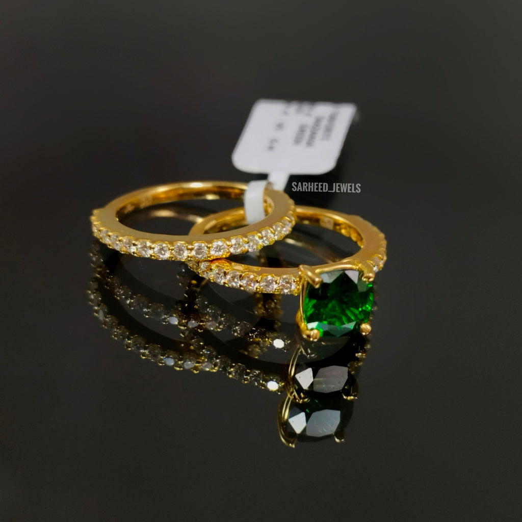 Natural Tsavorite Garnet and Diamond Gold Ring