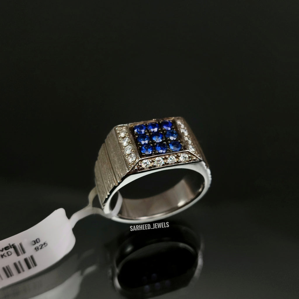 Natural Sapphires and Diamond Men Ring