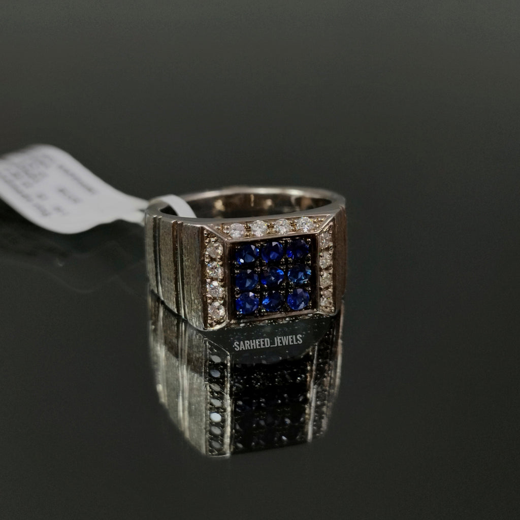 Natural Sapphires and Diamond Men Ring