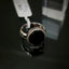 Natural Black Agate and Diamond Men Ring