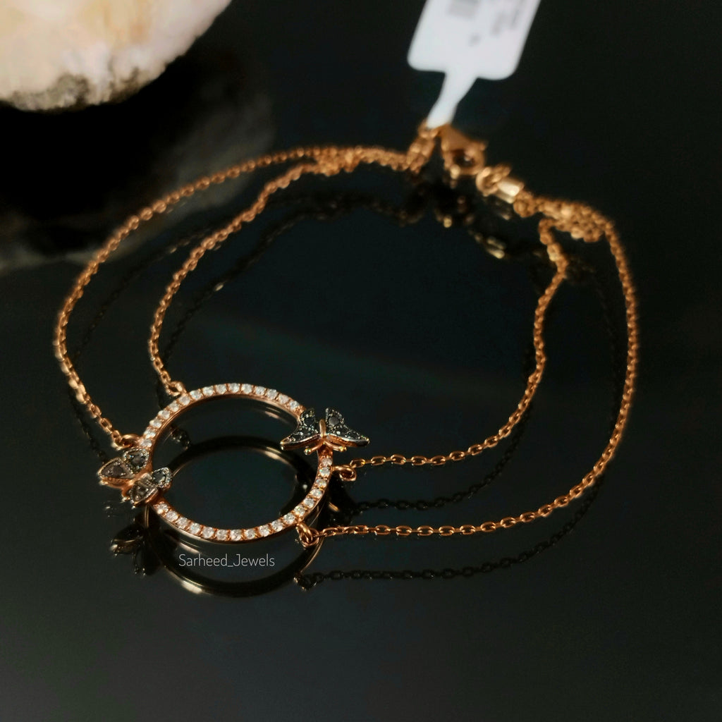 Black and White Diamond Rose Gold Bracelet