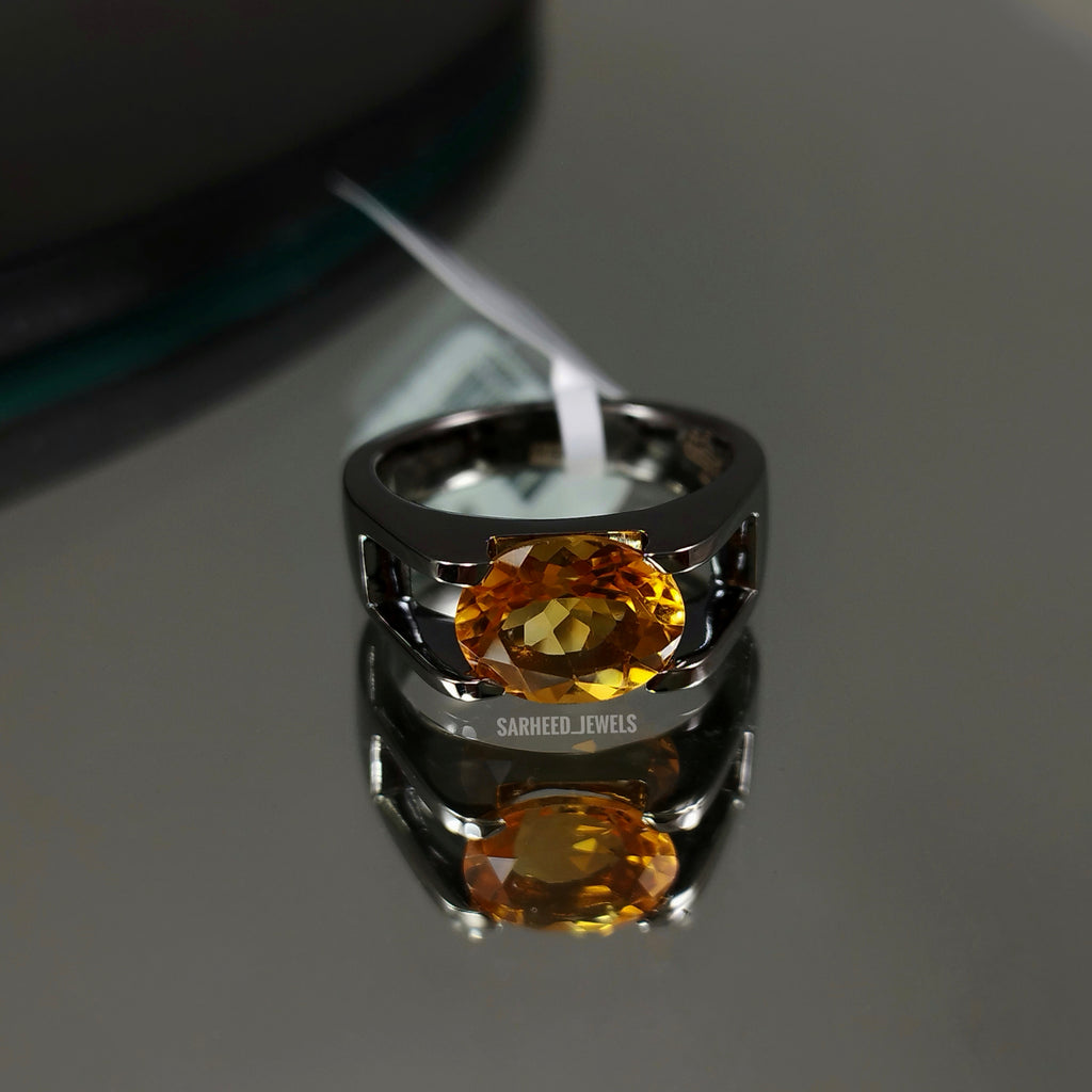 Natural Citrine Men Ring
